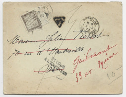 LETTRE FRANCE NON AFFRANCHIE PARIS 43 8.2.1903 POUR PARIS TAXE 10C REEX TAXE 10C BDF PARIS DISTRIBUTION - 1859-1959 Storia Postale