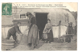 Carte Postale Boulogne Sur Mer, EQUIHEN: Barque Renversée, Famille Pêcheur?, Belle Animée......CP15 - Boulogne Sur Mer