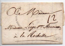 Lettre De 1790 De Port Au Prince Pour La Rochelle - Marque D'entrée Maritime Cintrée 'Colonies Par Nantes' - 1701-1800: Vorläufer XVIII