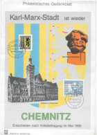 Postzegels > Europa > Duitsland > West-Duitsland > 1990-1999 >Karl-Marx Stadt Ist Wieder Chemnitz (18053) - Lettres & Documents