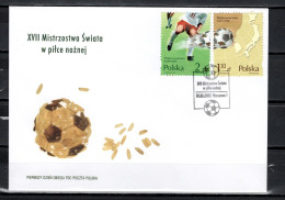 Poland 2002 Football Soccer World Cup, Set Of 2 On FDC - 2002 – Südkorea / Japan