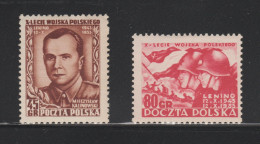 POLOGNE 1953 10e Anniversaire De L'armée Populaire YT720 ET 721 ** - Unused Stamps