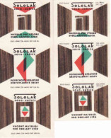 Czech Republic, 6 Matchbox Labels, Sololak - Solo Sušice - Material For Doors, Furniture And Wall Coverings - Zündholzschachteletiketten