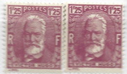 FRANCE N° 293 1F25 ROSE VICTOR HUGO 2 NUANCES DIFFERENTES NEUF SANS CHARNIERE - Ungebraucht