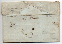 Déboursé Manuscrit De Nantes (Loire Inférieure, Atlantique) Sur Lettre De 1777 - 1701-1800: Precursori XVIII