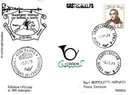 ITALIA - 1973 PARMA 15^ Giorn. Francobollo Ann.Filatelico + Ann.ordinario E Lineare CASTELGUELFO Trasp. A Cavallo - 602 - Dag Van De Postzegel