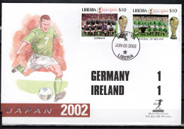 Liberia 2002 Football Soccer World Cup Commemorative Cover Match Germany - Ireland 1:1 - 2002 – Corea Del Sur / Japón