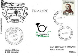 ITALIA - 1973 PARMA 15^ Giorn. Francobollo Ann. Filatelico + Ann. Ordinario E Lineare FRAORE Trasporto A Cavallo - 603 - Dag Van De Postzegel