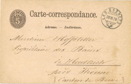 55202. Entero Postal 5 C Post Carte LES BRENETS (Neuchatel) Suisse 1876. - Interi Postali