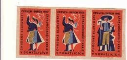 Czech Republic, 3 Matchbox Labels, Domažlice - Choda Festivities, Costumes - Cajas De Cerillas - Etiquetas