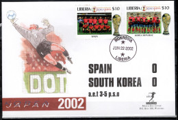 Liberia 2002 Football Soccer World Cup Commemorative Cover Match Spain - South Korea 0:0 - 2002 – Südkorea / Japan