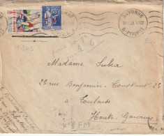 FLAMME  CONTINUE  BAYONNE   B.  PYRENEES /  F M  N°  8  +  VIGNETTE - Mechanical Postmarks (Advertisement)