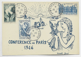 FRANCE CONFERENCE DE PARIS 3FR+10FR+ 10FR LUXEMBOURG CARTE MAXIMUM CONFERENCE DE PARIS 15.10.1946 - 1921-1960: Modern Period