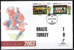 Liberia 2002 Football Soccer World Cup Commemorative Cover Match Brazil - Turkey 1:0 - 2002 – South Korea / Japan