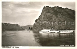 72120265 Loreley Lorelei Felsen Mit Rheindampfer Blick Loreley - Loreley