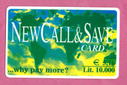 International Prepaid Phone Card.Used Doppia Valuta Lire 10000, 5,16 Euro -New Calls & Save. - [2] Sim Cards, Prepaid & Refills