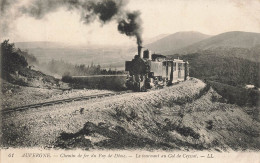 AUVERGNE - Le Chemin De Fer Du Puy De Dôme , Le Tournant Au Col De Ceyssat. - Eisenbahnen