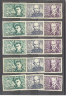Yvert 908 à 910 - Ecrivains : Baudelaire, Verlaine, Rimbaud - 5 Séries De 3 Timbres Neufs Sans Traces De Charnières - Used Stamps