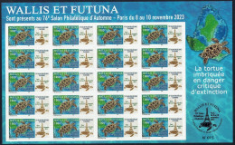 Wallis Et Futuna 2023 Feuille Adhésive De 20 Timbres à 1000F N° 015/100 - TIRAGE SPECIAL SALON AUTOMNE 2023 - Tortue - Schildpadden