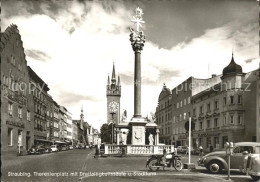 72119147 Straubing Theresienplatz Mit Dreifaltigkeitssaeule Und Stadtturm Straub - Straubing