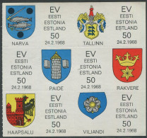 Estonia:Unused Labels Sheet Coat Of Arms, A, 24.02.1968 - Estonie