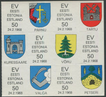 Estonia:Unused Labels Sheet Coat Of Arms, B, 24.02.1968 - Estonie