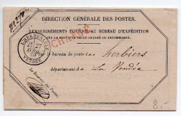 Avis De Réception De 1878 D'une Lettre Chargée - CaD De L'Hermenault (Vendée) - 1849-1876: Période Classique