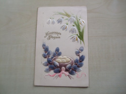 Carte Postale Ancienne 1908  En Relief HEUREUSES PÂQUES - Ostern