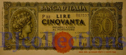 ITALIA - ITALY 50 LIRE 1944 PICK 74 AU/UNC - 50 Lire