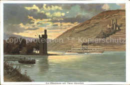 72118918 Bingen Rhein Der Maeuseturm Mit Ruine Ehrenfels Rheindampfer Bingen - Bingen