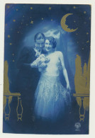 Carte Fantaisie Couple Dans Décor Surréaliste étoiles Lune... - Women