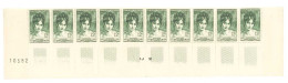 Yvert 875 - Mdadame Récamier  - Bande De 10 Timbres Neufs Sans Traces De Charnières -  Bord De Feuille Numéroté - Neufs