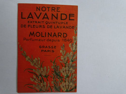 Carte Parfumée - Notre Lavande, Extrait Quintuple De Fleurs De Lavande - Molinard, Parfumer Depuis 1849 - Grasse Paris - Unclassified