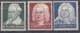 DR  573-575, Ungebraucht *, Komponisten: Schütz, Bach, Händel, 1935 - Neufs