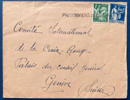 Lettre TYPE IRIS & PAIX N°432 & 288 Oblitérés Griffe De Fortune " PRISONNIERS DE GUERRE- PARIS " Au CICR à GENEVE RRR - Cartas & Documentos