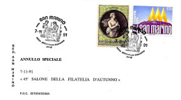 SAN MARINO - 1991 PARIGI SALON PHILATELIQUE D'AUTOMNE Su Busta Serenissima - 642 - Filatelistische Tentoonstellingen