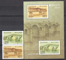 Bulgaria 2018 - EUROPA: Bridges, Mi-Nr. 5360/61+Block 450, MNH** - Unused Stamps