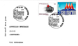 SAN MARINO - 1993 DORTMUND Esposizione Filatelica NAPOSTA '93 (logo) Su Busta Serenissima - 649 - Philatelic Exhibitions