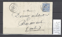 France - Lettre Troyes - Type Sage Au Type 1 - N/B - Bar Sur Aube - 1876 - 1877-1920: Période Semi Moderne