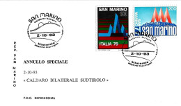 SAN MARINO - 1993 CALDARO Esposizione Filatelica BILATERALE SUDTIROL-THURINGEN Su Busta Serenissima - 650 - Expositions Philatéliques