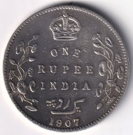 BRITISH INDIA SILVER COIN LOT 217, 1 RUPEE 1907, XF, SCARE - Indien