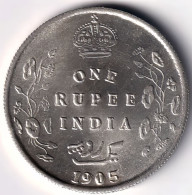 BRITISH INDIA SILVER COIN LOT 218, 1 RUPEE 1905, AUNC, SCARE - Inde