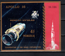 Mongolia 1972 Space, Apollo 16 S/s MNH - Asien