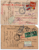 Semeuse Sur 2 Cartes De Franchise Militaire Pour La Suisse Avec Retour à L'envoyeur - 1. Weltkrieg 1914-1918