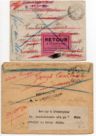 Lot De 2 Lettres Avec Vignette 'Retour à L'envoyeur / ...' De Composition Différentes - 1. Weltkrieg 1914-1918