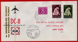 KLM Flug  Amsterdam - New York Vom 16.April 60 - Ankunftsstempel Auf Der Rückseite Des Beleges - Storia Postale