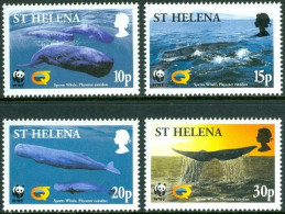 SAINT HELENA 2002 WWF STRIP OF 4, WHALES** - Ballenas
