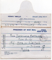 Carte Lettre De Septembre 1945 D'un Prisonnier Allemand Au CANADA - Guerre De 1939-45