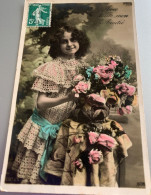 Fillette 1909 Bouquet De Roses Avec Toute Mon Amitie -ed Lotus 506 - Altri & Non Classificati