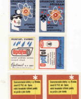 Czech Republic, 6 Matchbox Labels, Príbram - Uranium Mines, Odry - Optimit - Izolovanie Striech - Boites D'allumettes - Etiquettes